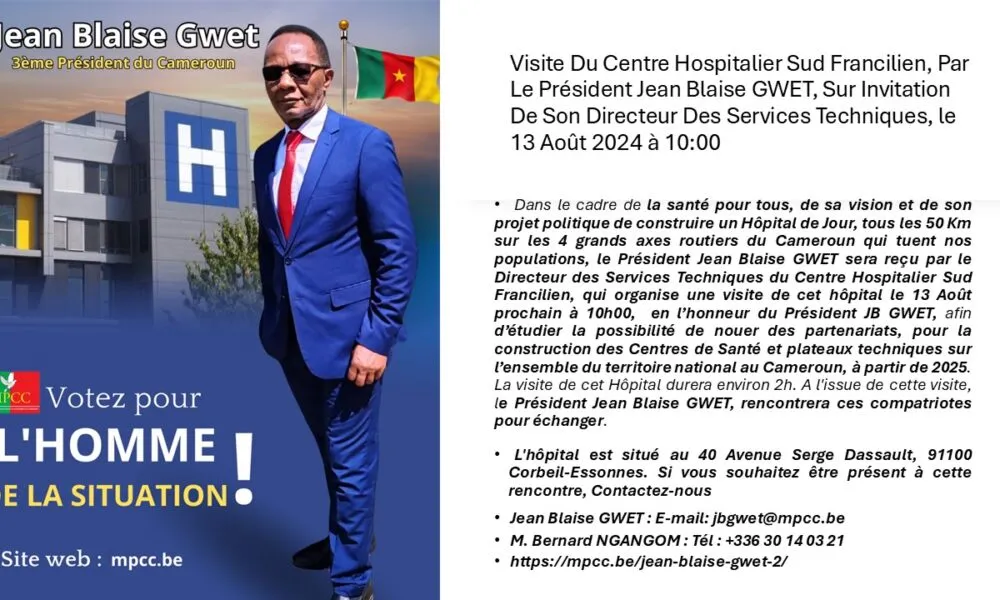 Jean Blaise Gwet visitera un centre hospitalier le 13 Août prochain