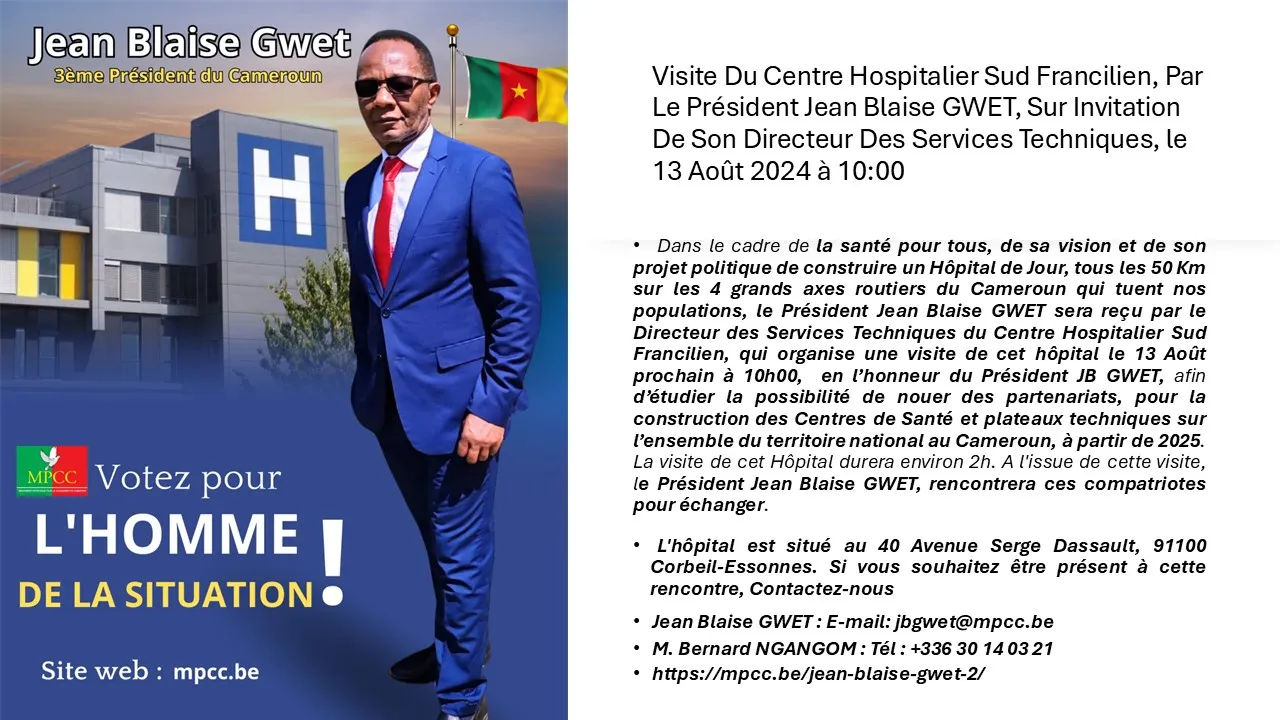 Jean Blaise Gwet visitera un centre hospitalier le 13 Août prochain